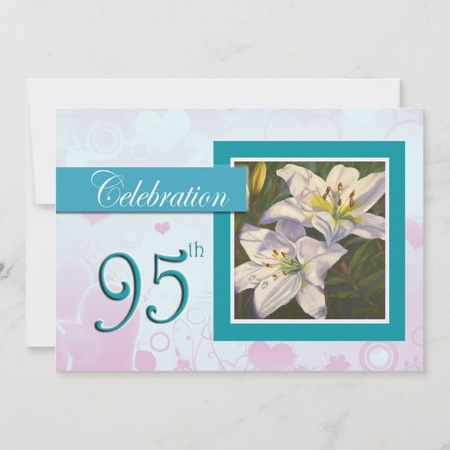 95th Birthday Celebration party invitation - Lily (Front)