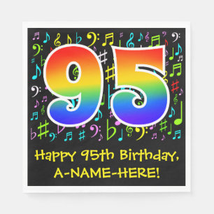 95th Birthday - Colourful Music Symbols, Rainbow 9 Napkin
