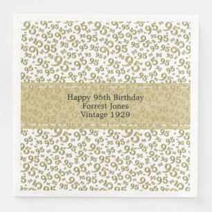 95th Birthday Cool Number Pattern Gold/White  Napkin