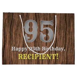 95th Birthday: Country Western Inspired Look, Name Large Gift Bag