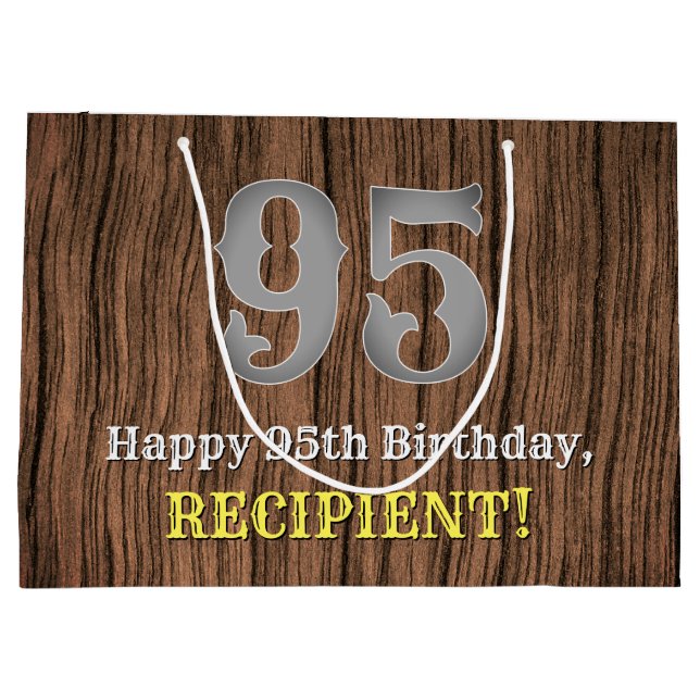 95th Birthday: Country Western Inspired Look, Name Large Gift Bag (Back)