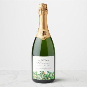 95th Birthday December Birth Flower Holly Sparkling Wine Label