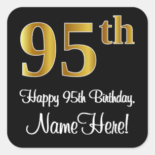 95th Birthday – Elegant Luxurious Faux Gold Look # Square Sticker