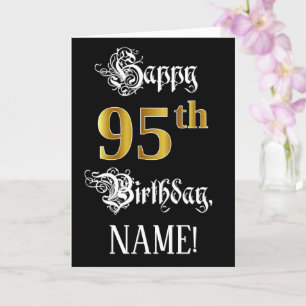95th Birthday — Fancy Script; Faux Gold Look; Name Card