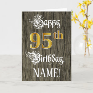 95th Birthday: Faux Gold Look + Faux Wood Pattern Card