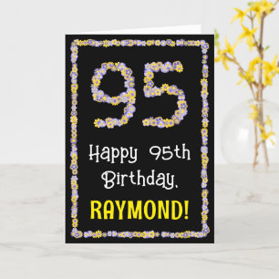 95th Birthday: Floral Flowers Number, Custom Name Card
