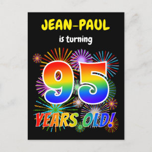 95th Birthday - Fun Fireworks, Rainbow Look "95" Postcard