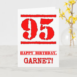 95th Birthday: Fun, Red Rubber Stamp Inspired Look Card