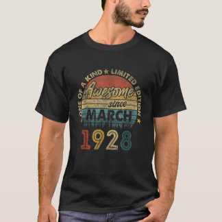 95th Birthday Gift Awesome Since March 1928 95 Yea T-Shirt