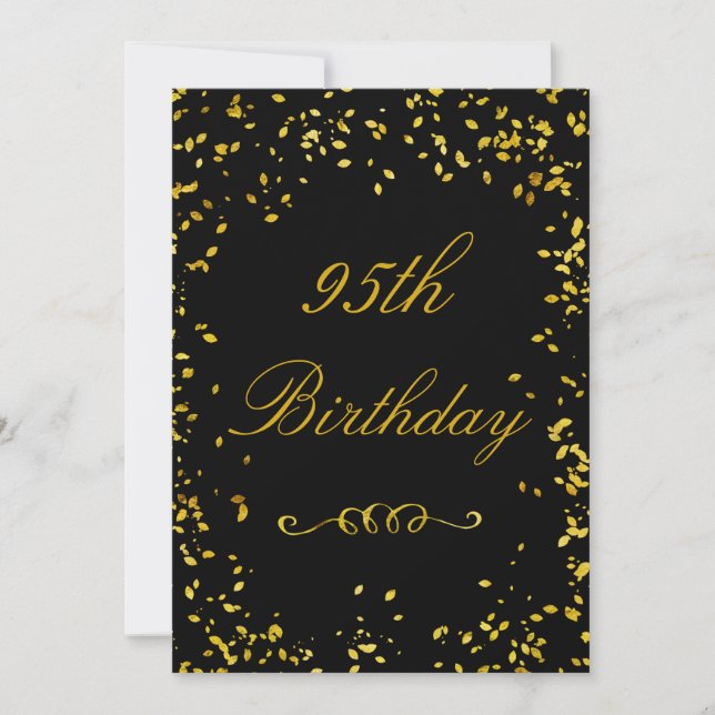 95th Birthday Glamourous Gold Confetti Invitation (Front)