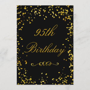95th Birthday Glamourous Gold Confetti Invitation