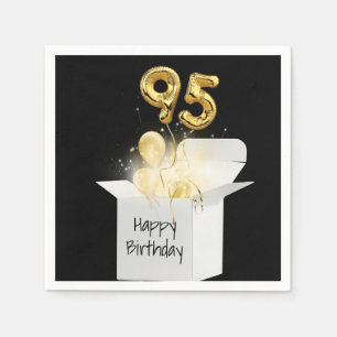 95th Birthday Gold Balloons In White Box      Napkin