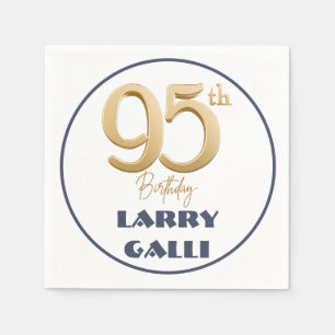 95th Birthday Gold Navy Blue Custom Name Napkin