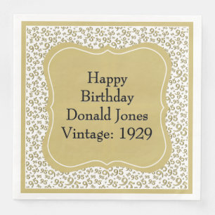 95th Birthday Gold/White Bracket Number Pattern Napkin