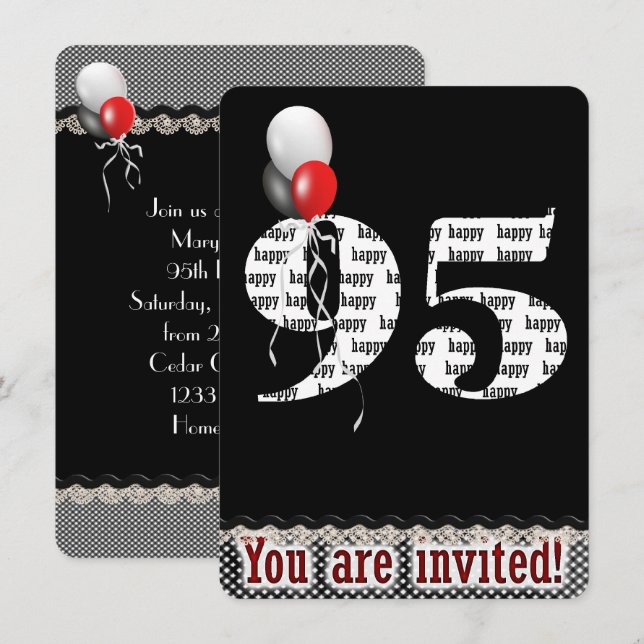 95th Birthday Invitation (Front/Back)