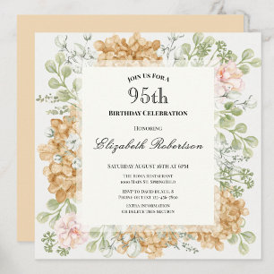 95th Birthday Invitation in Elegant Autumn Colors