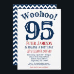 95th Birthday Invitation Mens Navy Blue<br><div class="desc">A funny and striking 95th birthday invitation for a husband,  friend,  father or grandad.</div>