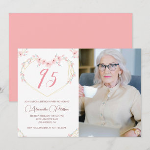 95th birthday invitations Boho Floral Photo