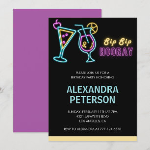 95th birthday invitations Cocktail Neon Glow
