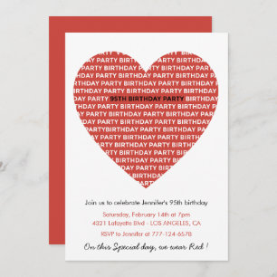 95th birthday invitations Typography Red Black