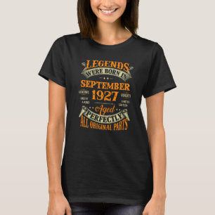 95th Birthday  Legends Born In September 1927 95 Y T-Shirt