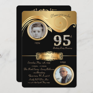 95th,Birthday Man 95th,elegant art deco,purple Invitation