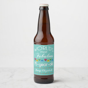 95th Birthday Most Fabulous Colourful Gem Turquois Beer Bottle Label
