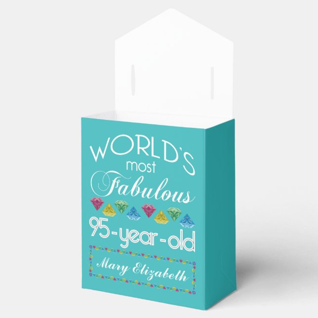 95th Birthday Most Fabulous Colourful Gem Turquois Favour Box (Opened)