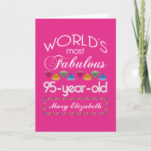 95th Birthday Most Fabulous Colourful Gems Pink Card