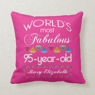95th Birthday Most Fabulous Colourful Gems Pink Cushion