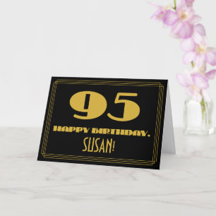 95th Birthday: Name + Art Deco Inspired Look "95" Card