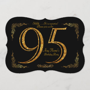 95th,Birthday party 95th,great Gatsby,black & gold Invitation