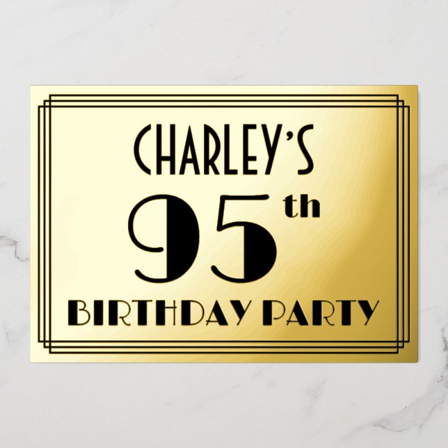 95th Birthday Party — Art Deco Look “95” + Name (Front)