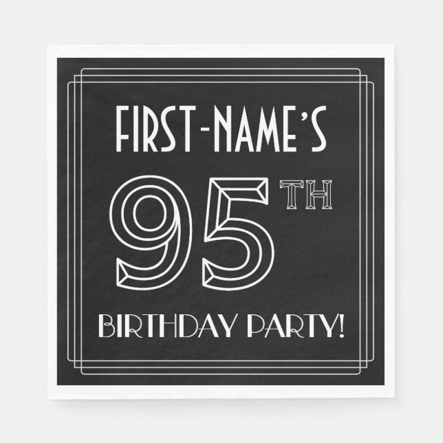 95th Birthday Party: Art Deco Style + Custom Name Napkin (Front)