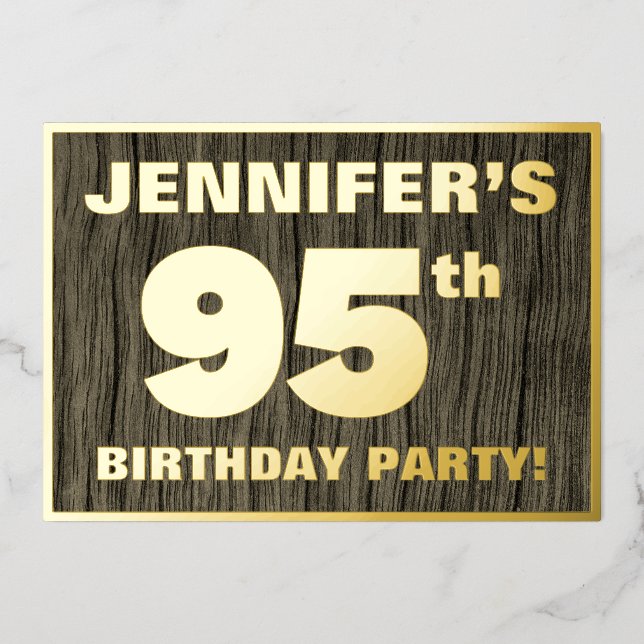95th Birthday Party: Bold, Faux Wood Grain Pattern (Front)