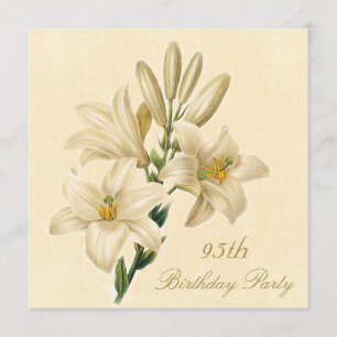 95th Birthday Party Chic Vintage Lily Flowers Invitation