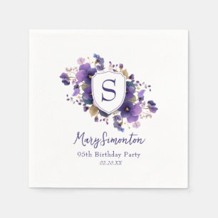 95th Birthday Party Classic Monogram Crest Napkin
