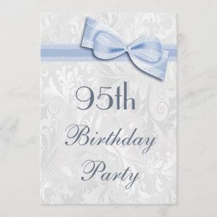 95th Birthday Party Damask and Faux Bow Invitation