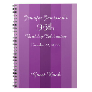 95th Birthday Party Guest Book Purple Notebook
