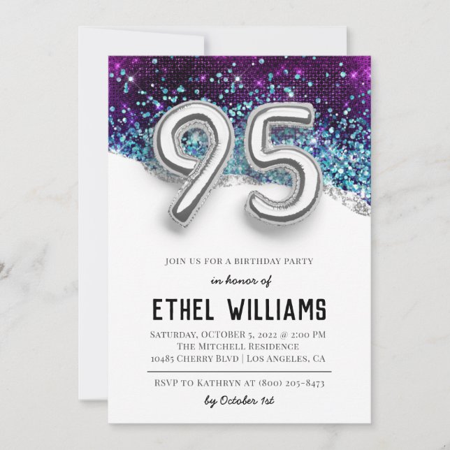 95th Birthday Party Invitation (Front)