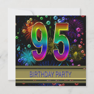 95th Birthday party Invitation with bubbles