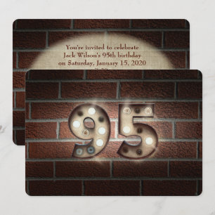 95th Birthday Party-marquee lights on brick Invitation