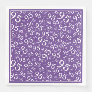 95th Birthday Party Number Pattern Purple/White Napkin