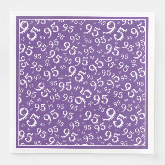 95th Birthday Party Number Pattern Purple/White Napkin (Front)