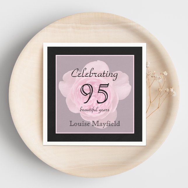 95th Birthday Party Rose Paper Napkins (Creator Uploaded)
