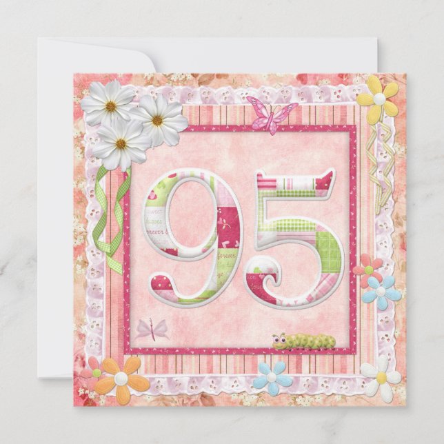 95th birthday party scrapbooking style invitation (Front)
