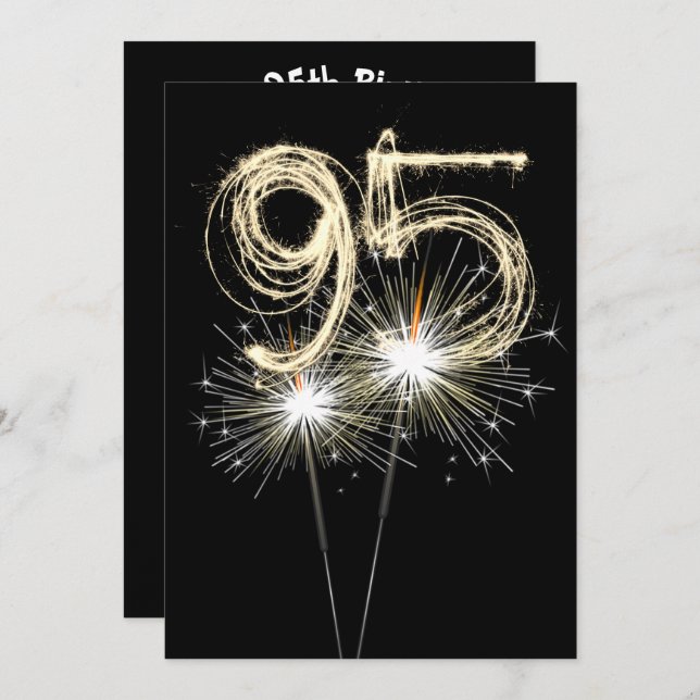 95th Birthday Party Sparkler   Invitation (Front/Back)