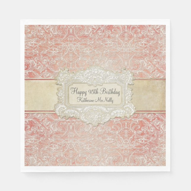 95th Birthday Party Vintage French Lace Regency Napkin (Front)