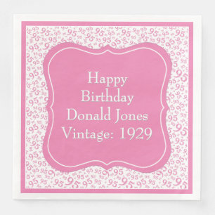 95th Birthday Pink/White Bracket Number Pattern Napkin