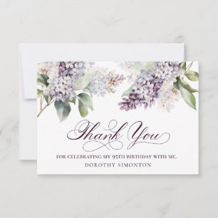 95th Birthday Purple Lilac Spring Flower Thank You Card